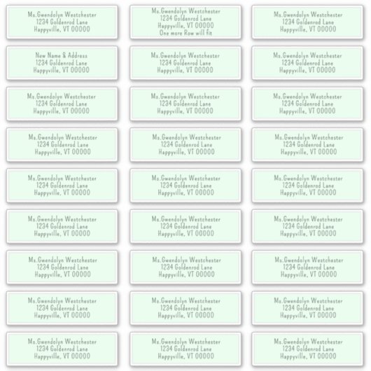 ミントグリーン個別メーリング住所 シール (正面)