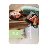 ミントグリーン卒業写真アナウンスメントマグネット マグネット (縦)