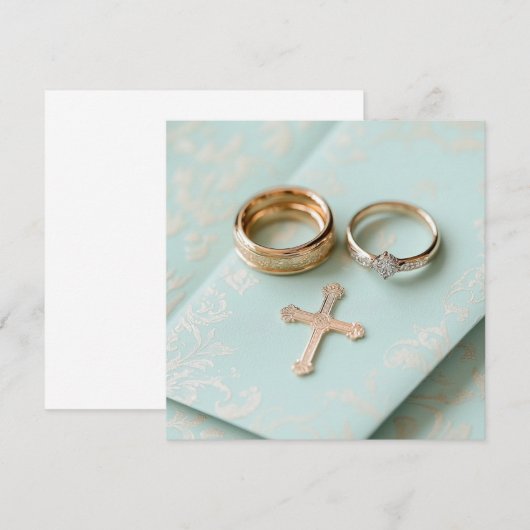 ミントグリーン宗教結婚の 招待状 (正面/裏面)
