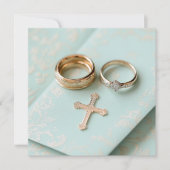 ミントグリーン宗教結婚の 招待状 (正面)