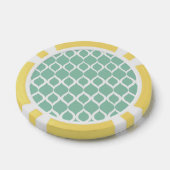 ミントグリーン幾何イカット部族プリントパターン ポーカーチップ (シングル)