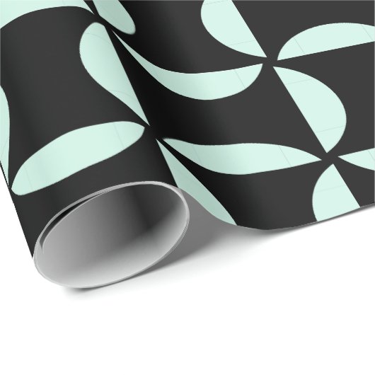 ミントグリーン幾何学半円パターン ラッピングペーパー (ロールコーナー)
