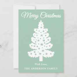 ミントグリーン手書きスクリプトクリスマスツリー シーズンカード
