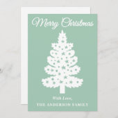 ミントグリーン手書きスクリプトクリスマスツリー シーズンカード (正面/裏面)