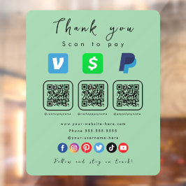 ミントグリーン数々のQRコードPaypal Venmoキャッシュアプリ ウィンドウサイン