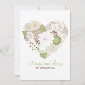 ミントグリーン春ハートフラワーズ結婚式招待状 招待状 (裏面)