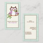 ミントグリーン春フクロウ縁どル 名刺 (正面/裏面)