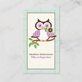 ミントグリーン春フクロウ縁どル 名刺