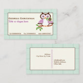 ミントグリーン春フクロウ縁どル 名刺 (正面/裏面)