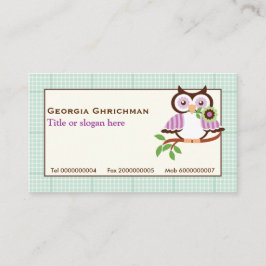 ミントグリーン春フクロウ縁どル 名刺
