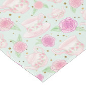 ミントグリーン春フローラティーカップパターン ショートテーブルランナー (コーナー)