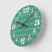 ミントグリーン楕円を繰り返す ラウンド壁時計 (傾斜)