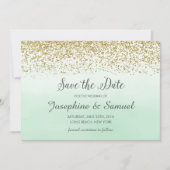 ミントグリーン水の色の保存日付 招待状 (正面)