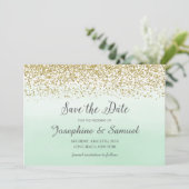 ミントグリーン水の色の保存日付 招待状 (スタンド正面)