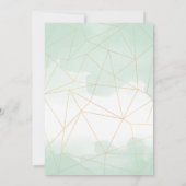 ミントグリーン水カラー金ゴールド幾何学模様結婚枠 招待状 (裏面)