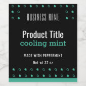 ミントグリーン水滴ブラックラベル/ 3.5 x 4"インチ ワインラベル (シングルラベル)