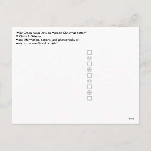ミントグリーン水玉模様オンマルーンクリスマスはがき シーズンポストカード (裏面)
