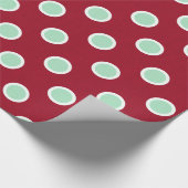 ミントグリーン水玉模様オンマルーンクリスマス紙 ラッピングペーパー (角)