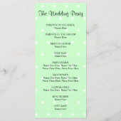 ミントグリーン水玉模様パターン。結婚式 プログラム (裏面)