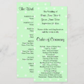 ミントグリーン水玉模様パターン。結婚式 プログラム (正面/裏面)