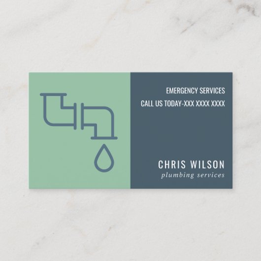 ミントグリーン海軍プラムサービスパイプ配管 名刺 (正面)