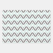 ミントグリーン熱帯葉と幾何パターン ラッピングペーパーシート (正面2)