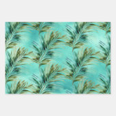 ミントグリーン熱帯葉 ラッピングペーパーシート (正面3)