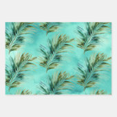 ミントグリーン熱帯葉 ラッピングペーパーシート (正面)