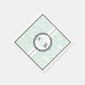 ミントグリーン白ゼブラ印刷パタ結婚ーン スタンダードカクテルナプキン (角)