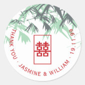 ミントグリーン竹葉のシュアン中国のシ結婚ス ラウンドシール (正面)