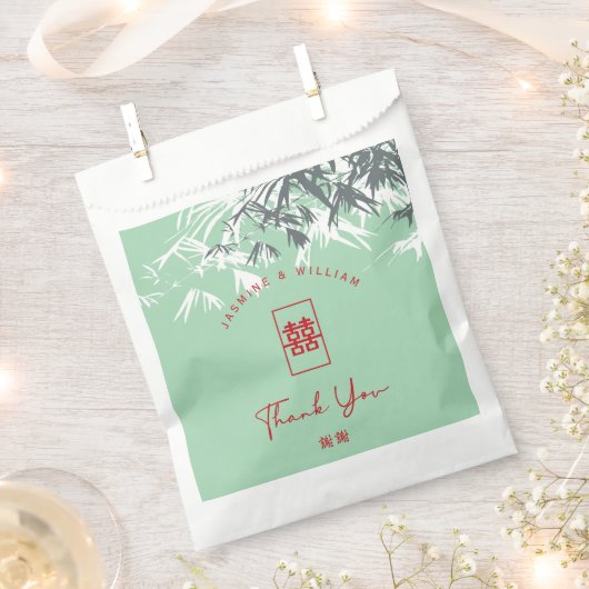 ミントグリーン竹葉のダブル中国のシ結婚ス フェイバーバッグ (クリップ留めされた状態)