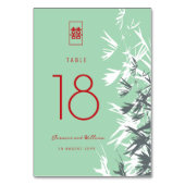 ミントグリーン竹葉の二重の幸福結婚の テーブルナンバー (正面)