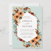 ミントグリーン素朴フローラウォーター結婚カラー 招待状 (正面)