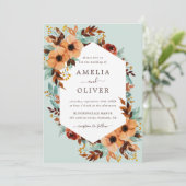 ミントグリーン素朴フローラウォーター結婚カラー 招待状 (スタンド正面)