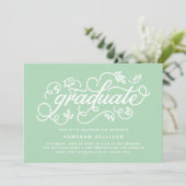 ミントグリーン素朴書道卒業式パーティー 招待状 (スタンド正面)