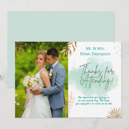 ミントグリーン結婚のフォトフラットサンキューカード サンキューカード