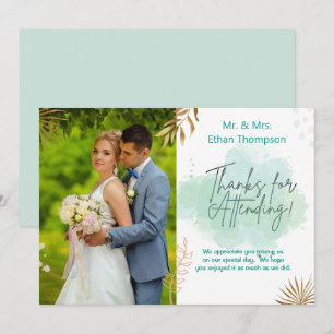 ミントグリーン結婚のフォトフラットサンキューカード サンキューカード