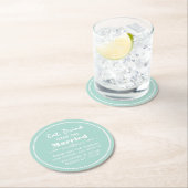 ミントグリーン結婚の感謝お願い紙コースター ラウンドペーパーコースター (インサイチュ)