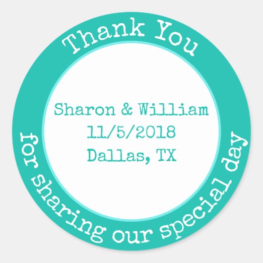 ミントグリーン結婚式の引き出物シール ラウンドシール (正面)