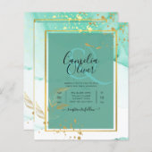 ミントグリーン結婚金ゴールドアルコールインク抽象芸術 (正面/裏面)