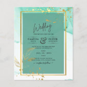 ミントグリーン結婚金ゴールドアルコールインク抽象芸術 (正面)