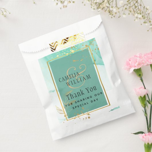 ミントグリーン結婚金ゴールドアルコールインク抽象芸術 フェイバーバッグ (封をした状態)