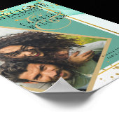 ミントグリーン結婚金ゴールドアルコールインク抽象芸術 ポスター (角)