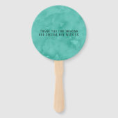 ミントグリーン花模様金ゴールド結婚の葉ありがとう ハンドファン (裏面)