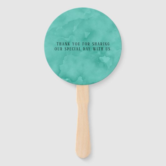 ミントグリーン花模様金ゴールド結婚の葉ありがとう ハンドファン (裏面)