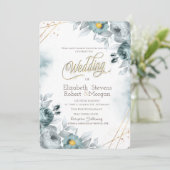 ミントグリーン花(水色) 招待状 (スタンド正面)