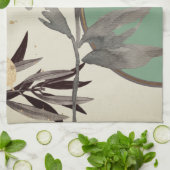 ミントグリーン芸術的ウォーター葉カラー キッチンタオル (折り畳み)