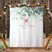 ミントグリーン葉竹結婚中国のの背景 タペストリー