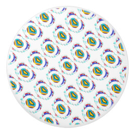 ミントグリーン装飾模様 セラミックノブ