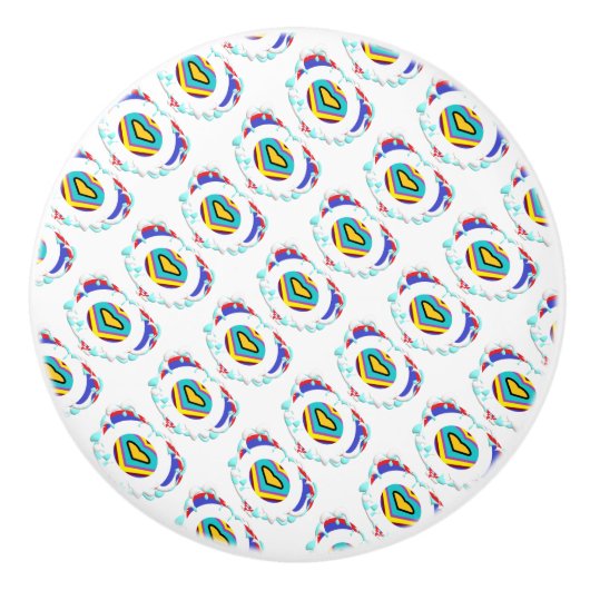 ミントグリーン装飾模様 セラミックノブ (正面)